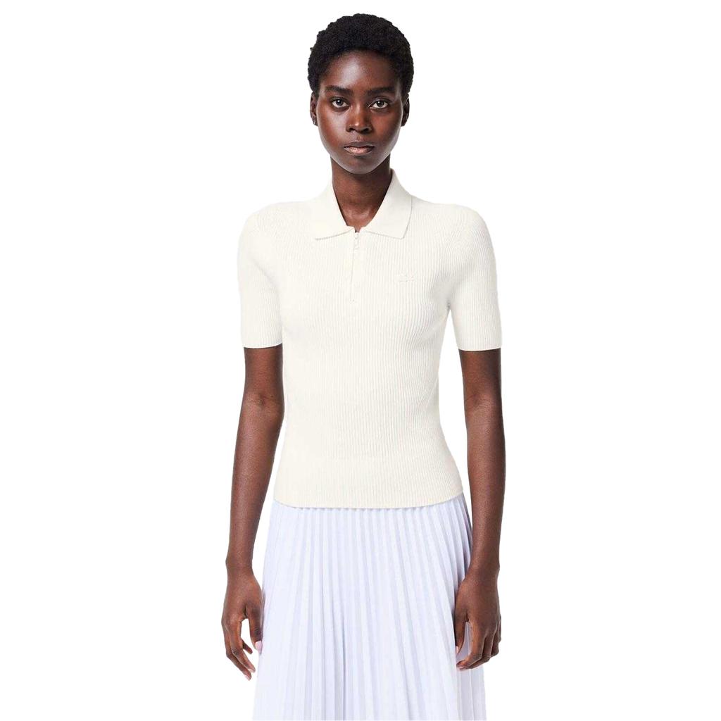 Lacoste Damen/Damen Rippstrick Viertelreißverschluss Poloshirt