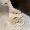 Thick-bottomed Pearl Slippers Women's Fashion Outer Wear 2025 Summer New Versatile Height Increase 9cm Bow Muffin Sandals