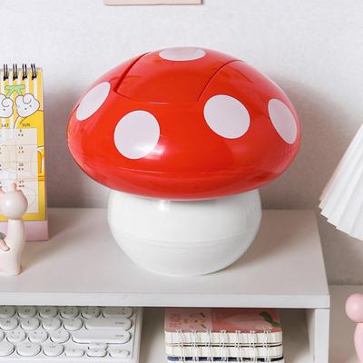 Cubo de basura con tapa desmontable, para recoger basura, con forma de hongo rojo, mini cubo de basura, accesorios para el hogar