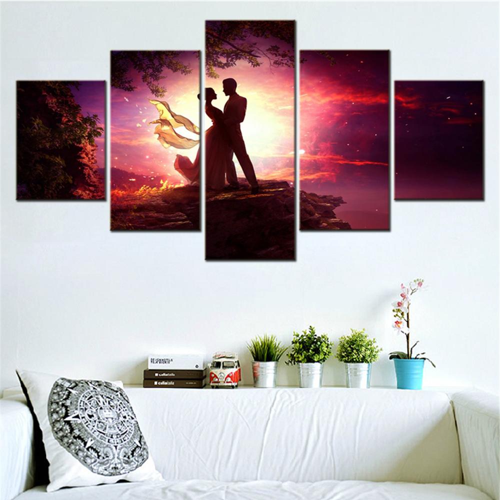 

5 Pieces Wall Art Canvas Love Dancing Couple Artist Poster Painting For Living Room Picture Print Bedroom Mural Home Decoration 20X35 20X45 20X55CM