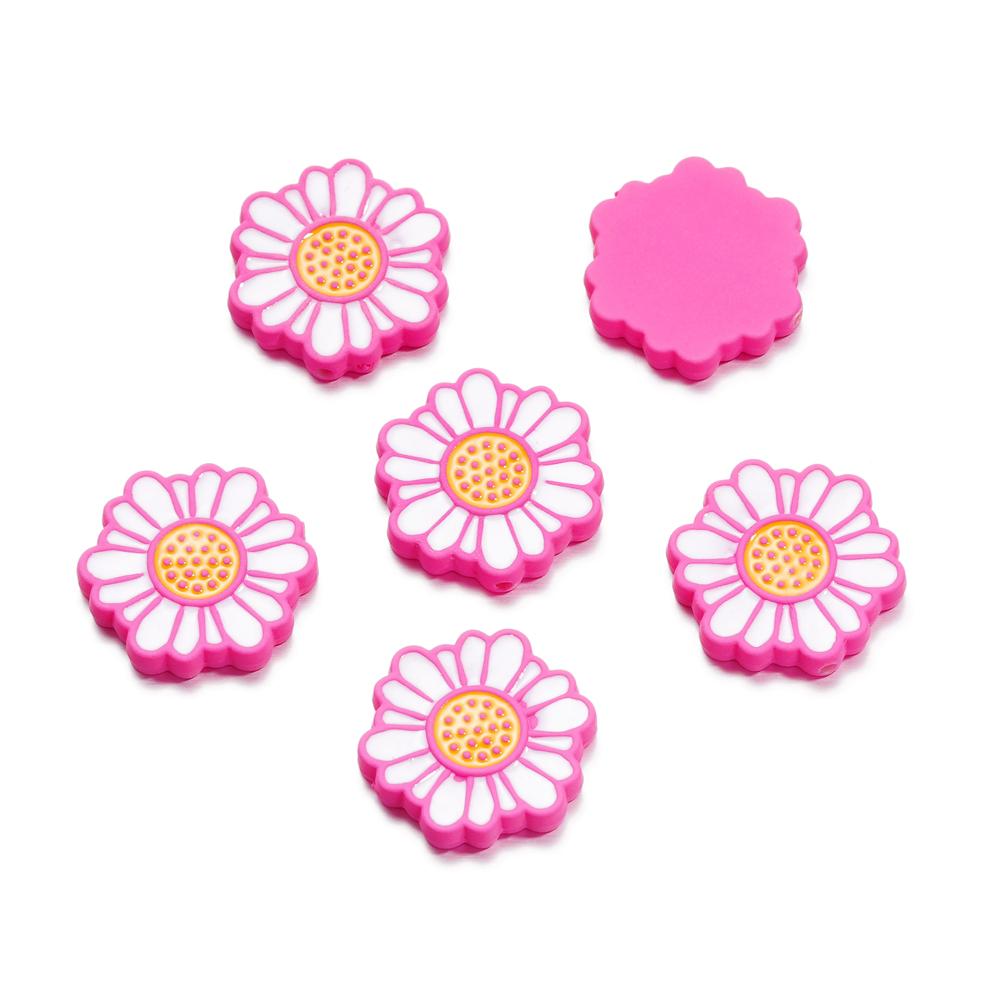 5Pcs/Lot 23*24.6mm Acrylic Daisy Shape Loose Spacer Beads for DIY Jewelry Making Necklace Bracelet Findings Accessories