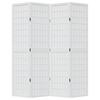 Vidaxl Room Divider, 4-Panel, White, Solid Paulownia Wood