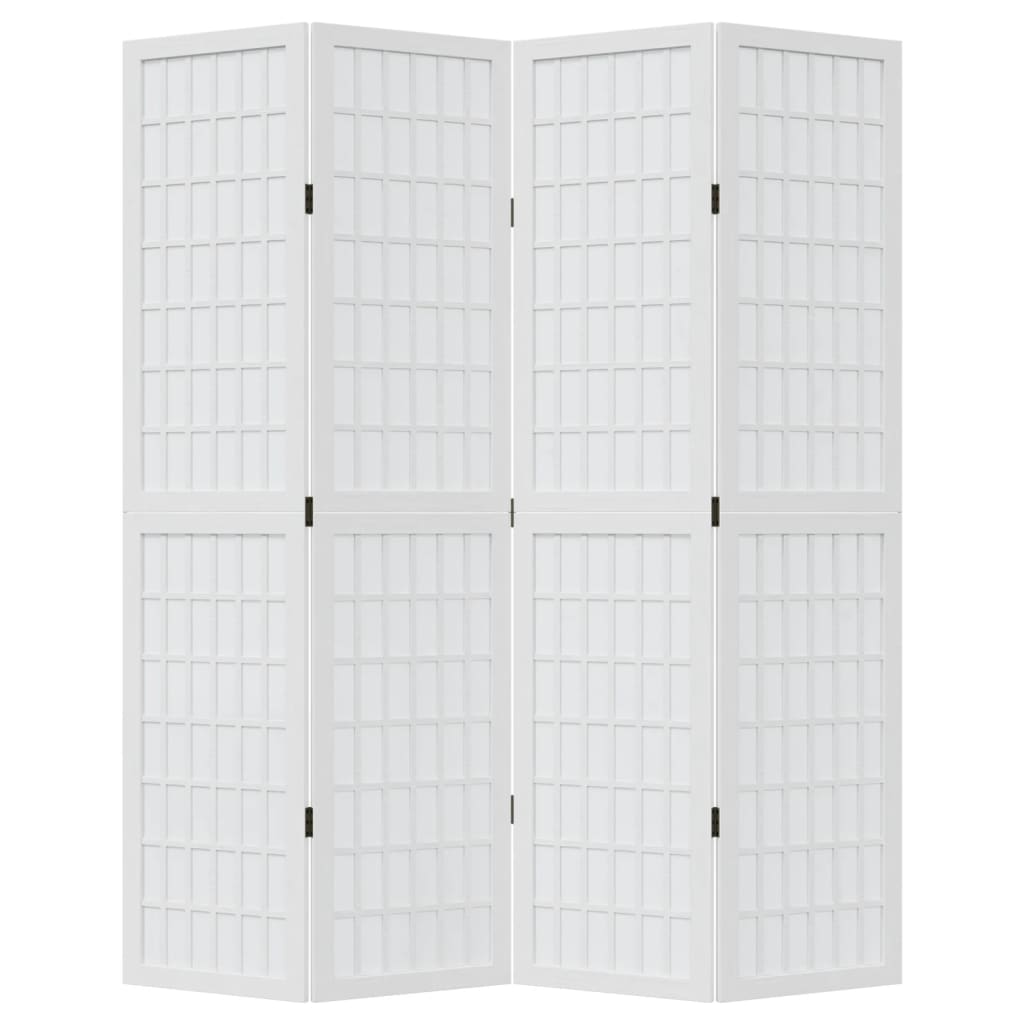 Vidaxl Room Divider, 4-Panel, White, Solid Paulownia Wood