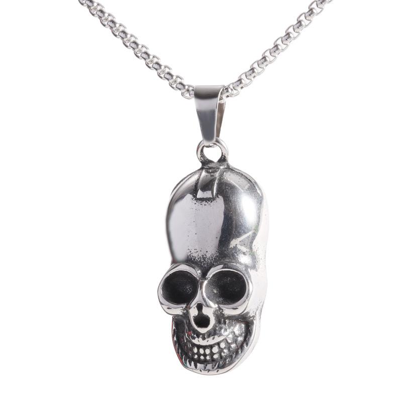 European and American Skull Personalized Necklace Punk Hip Hop Stainless Steel Necklace Retro Metal Style Mens Jewelry