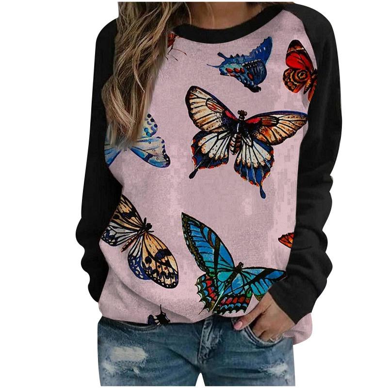 Women's hoodie 3D digital printed round neck hoodie with shoulder inserts for autumn winter women's wear