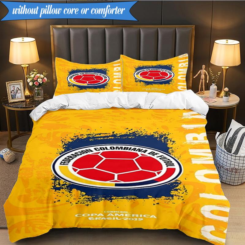 Colombian National Football Team 3pcs Bedding,Including 1pc Duvet Cover And 2pcs Pillowcases Perfect for Christmas,Ideal for Bedroom, Dormitory