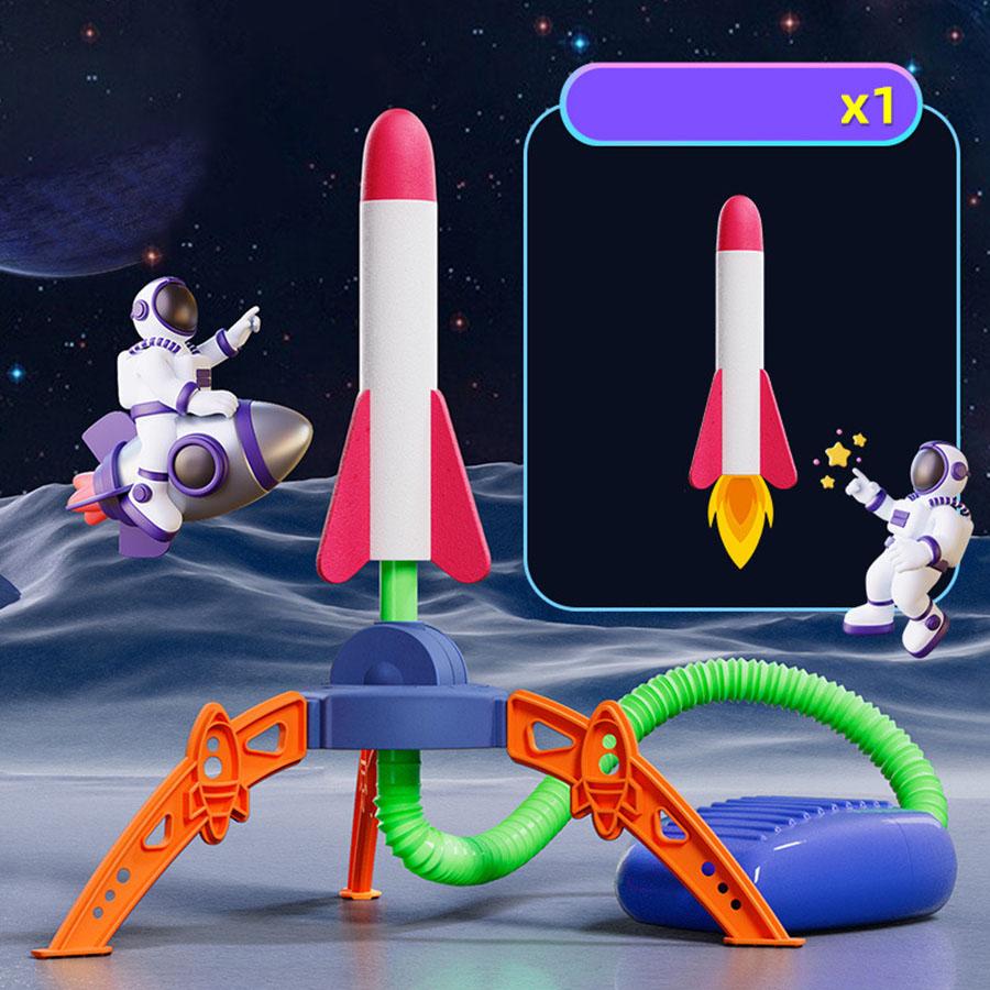 Childrens Air Rocket Foot Pump Launcher Flying Toys Game Set Jump Practice Hands- Judgment Ability Accessories Random