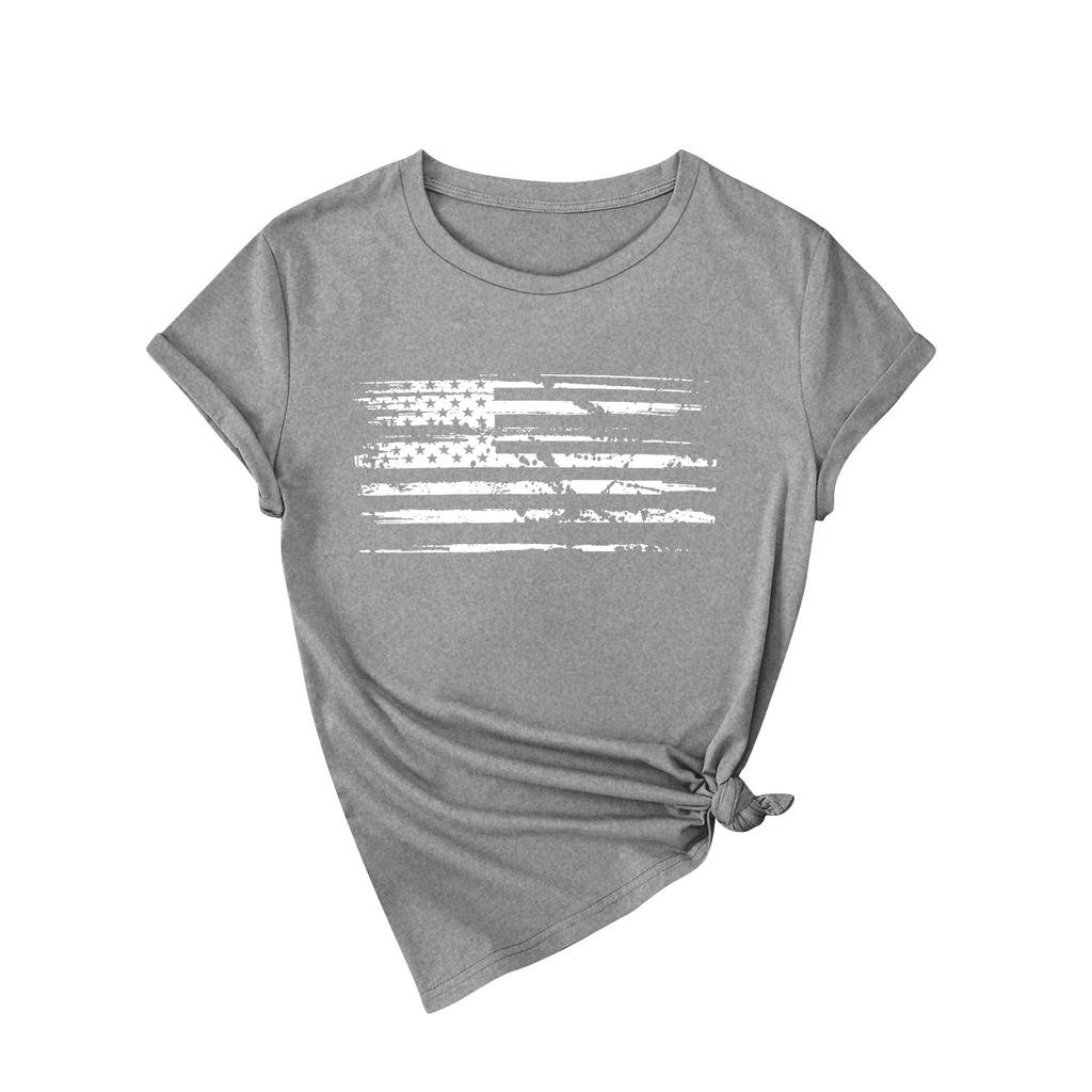 Women's Fashion Printed Casual Pleated Round Short Sleeve T-Shirt Top