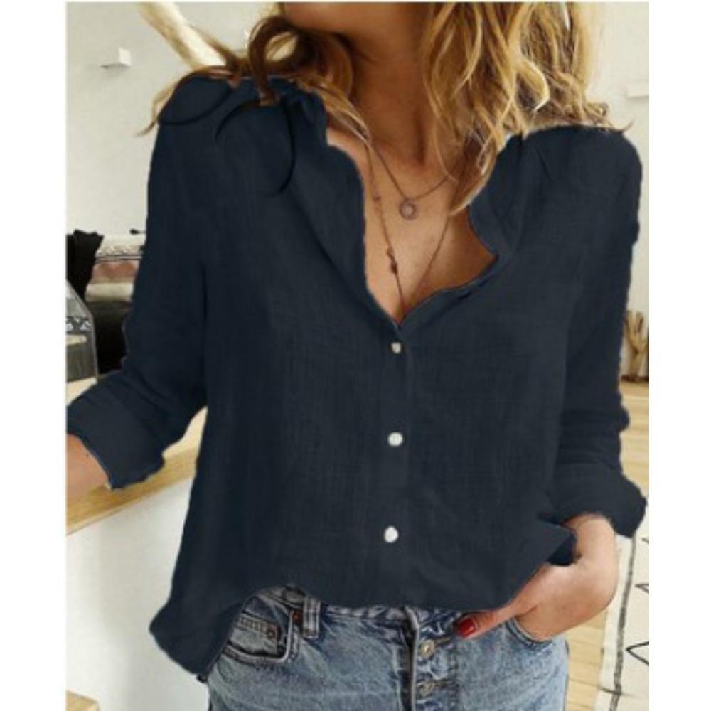 HNXC Moda feminina casual outono inverno cor sólida estampa manga comprida polo-pescoço blusas e camisas