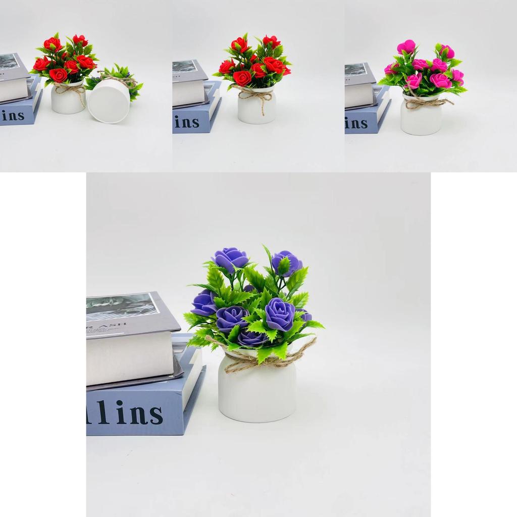 Foam Rose Artificial Potted Plant With Butterfly Accent For Indoor Decoration And Photography Use