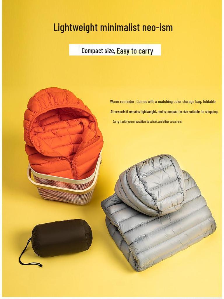 Men's 2024 Ultra-Light Down Jacket: Short, Hooded, Plus Size, Cold-Proof, Warm Autumn/Winter Outerwear for Young and Mid-Age Men