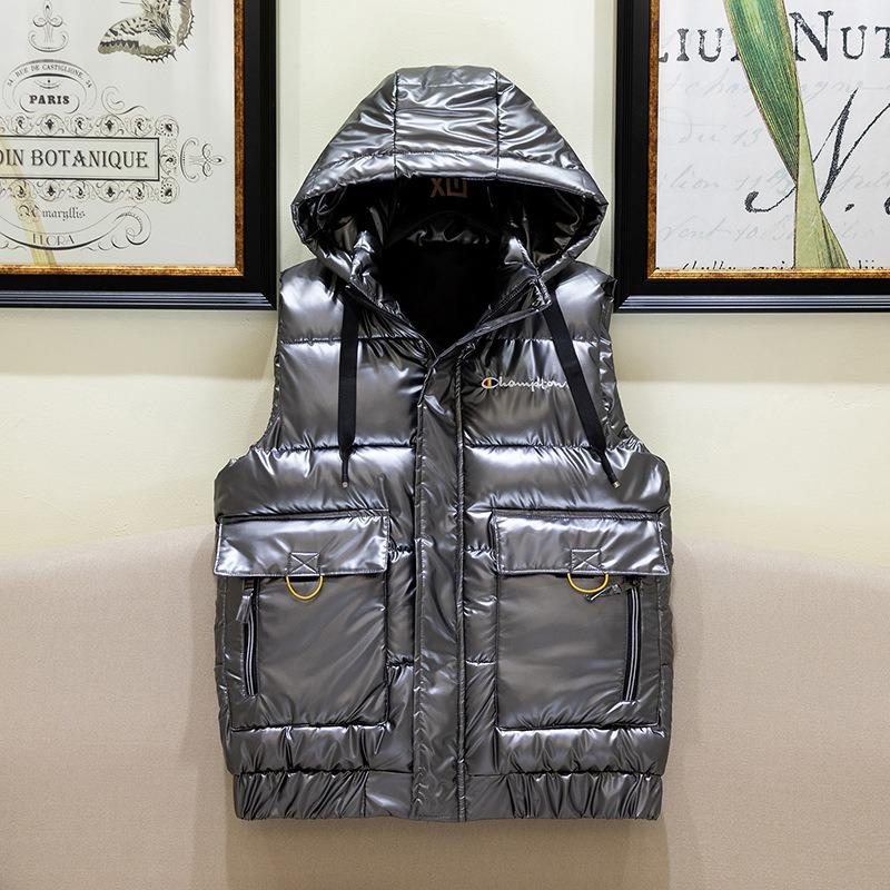 

Весенний, осенний и зимний холодостойкий несмываемый утолщенный съемный пуховый хлопковый жилет мужской жилет без рукавов водонепроницаемая куртка 5XL (175-95 kg) серебряный