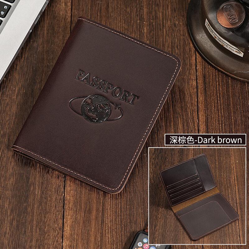 

2025 НОВЫЙ держатель для паспорта Crazy Horse из кожи, многофункциональный защитный чехол для посадочного билета на самолет, удостоверения личности, кредитной карты темный кофе