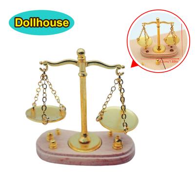 Dollhouse Vintage Balance Scale Miniatures Model Accessories Of 1:12 Doll House Decor Kids Pretend Play Toys Ornaments Gifts