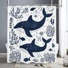 Cartoon Simple Dolphin Fish Shower Curtain, Bathroom Decorative Shower Curtain, Print Polyester Fabric Shower Curtain With Hooks