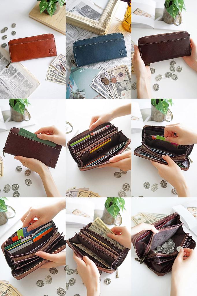 Dakota Leather Long Wallet Round Zipper 0035896 Fons Series Navy [Dakota] Women's DA-35896-60