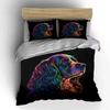 3Pcs Neon Spaniel Bedding Set, Colorful Rainbow Cocker Spaniel Print Duvet Cover + 2 Pillowcases, Dog Lover Decor