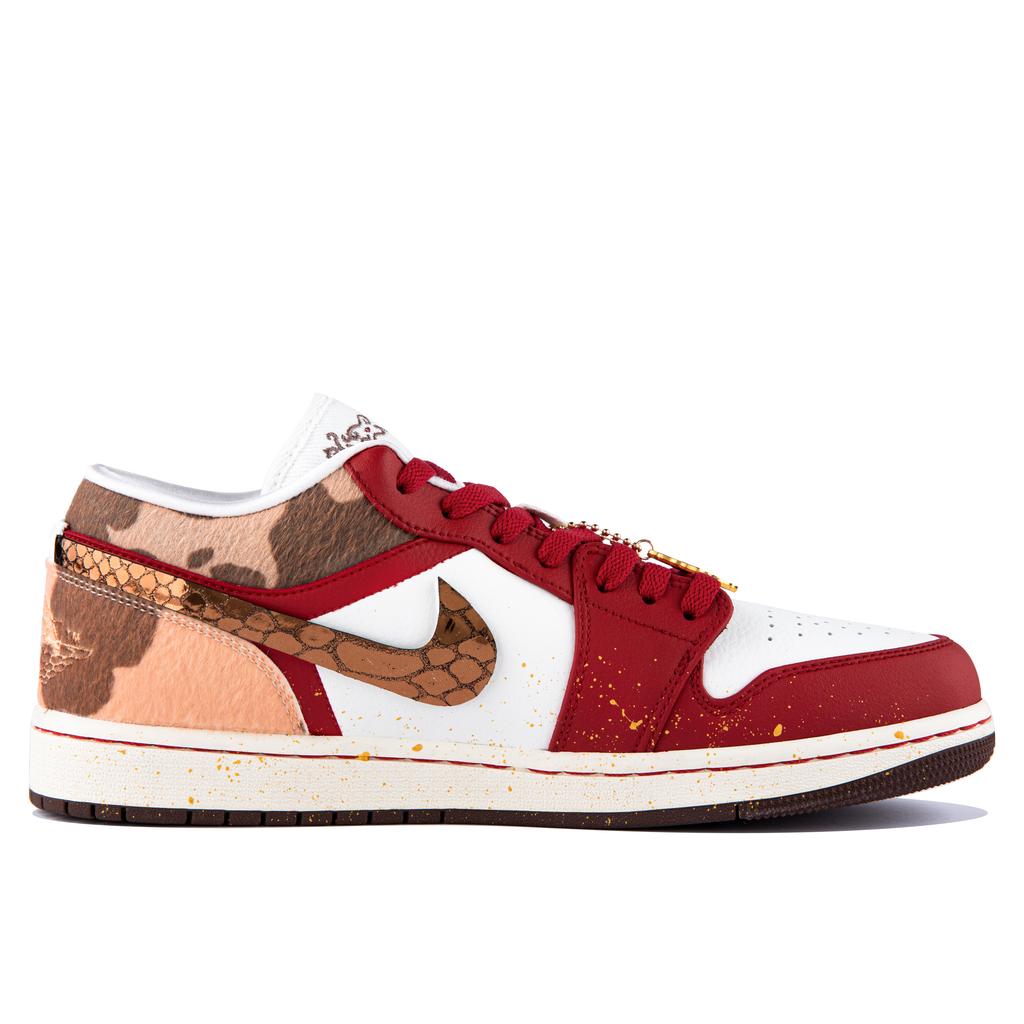 Jordan Air Jordan 1 FOMO Horse Year Limited CNY Edition, Shopping Bag Low Top Vintage Basketball Shoes Men's Red IQ5321-121(Team358-)