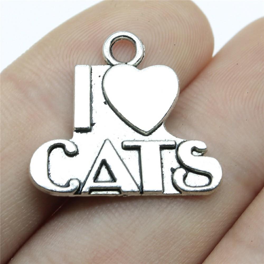 10pcs Charms Cat Antique Silver Color Cute Cat Pendant Charms Kawaii Cat Charms For Jewelry Making