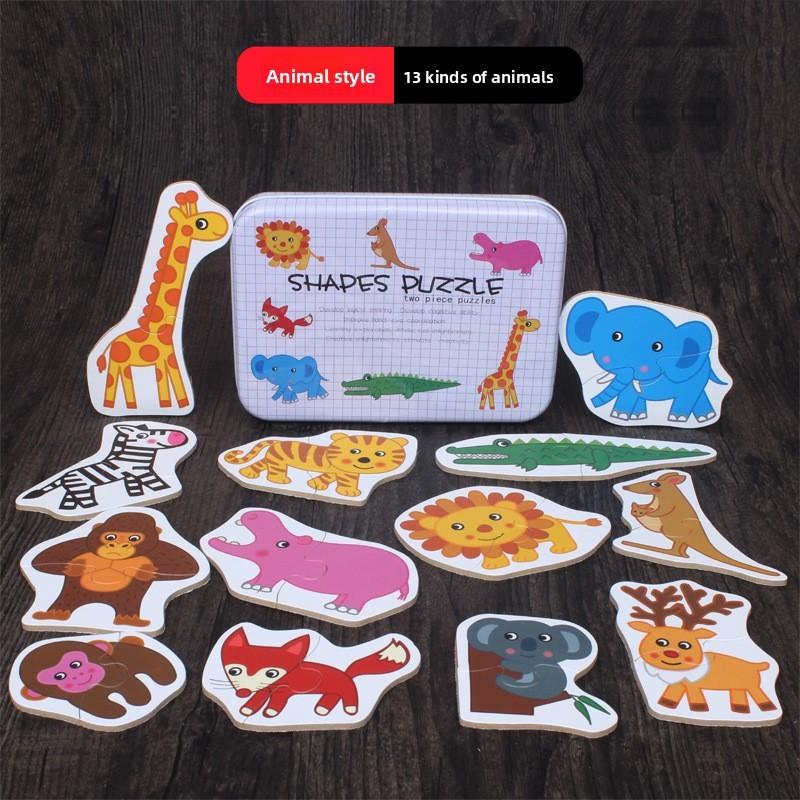Wooden Animal Puzzle Set With Animals Fruits Vegetables For Kids Ages 3 To 12 Educational Toy Forest