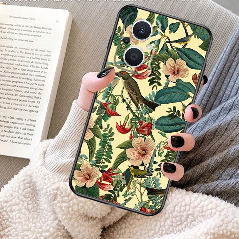 Garden Birds Vintage Tropical FLORAL Case For OPPO Reno 12F 12 13 11 F 8T 7 8 10 Pro OPPO Find X8 X6 Pro X3 X5 Lite Cover Fundas