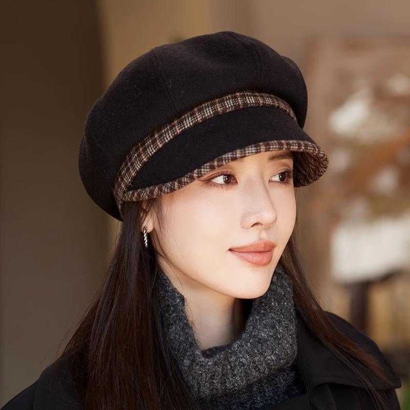 Octagonal Hat Female Autumn and Winter Cap Elegant Fashion Beret British