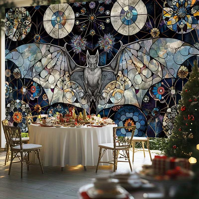 2D Dark Gothic Floral Holiday Portrait Photo Backdrop 47.2x31.5inch/120*80cm