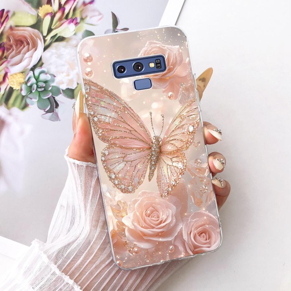 For Samsung Galaxy Note 9 Case SM-N960F Luxury Flower Butterfly Painted Cover Soft Slim Phone Case For Samsung Note 9 Note9 Bags