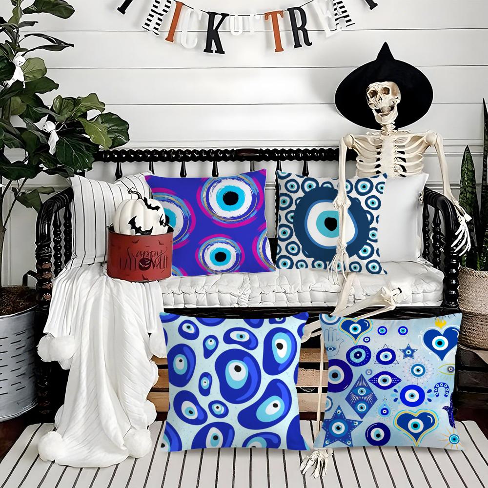 Classic Prank Evil Eyes Funny Pillow Case Silky Short Plush With Invisible Zipper Dustproof Sofa Cushion Cover For Home Decor