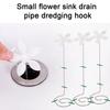 Pipe Unclogger Disposable Flower Decor Drain Strainer with Chain Anti Clog Hair Catcher Sink Tub Shower Kitchen Drain Cleaner