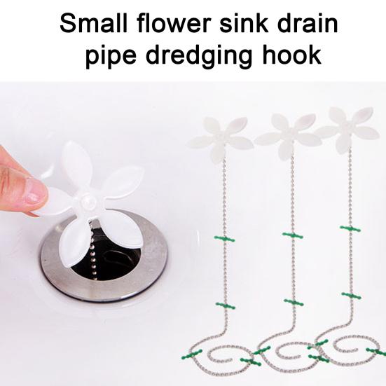 Pipe Unclogger Disposable Flower Decor Drain Strainer with Chain Anti Clog Hair Catcher Sink Tub Shower Kitchen Drain Cleaner