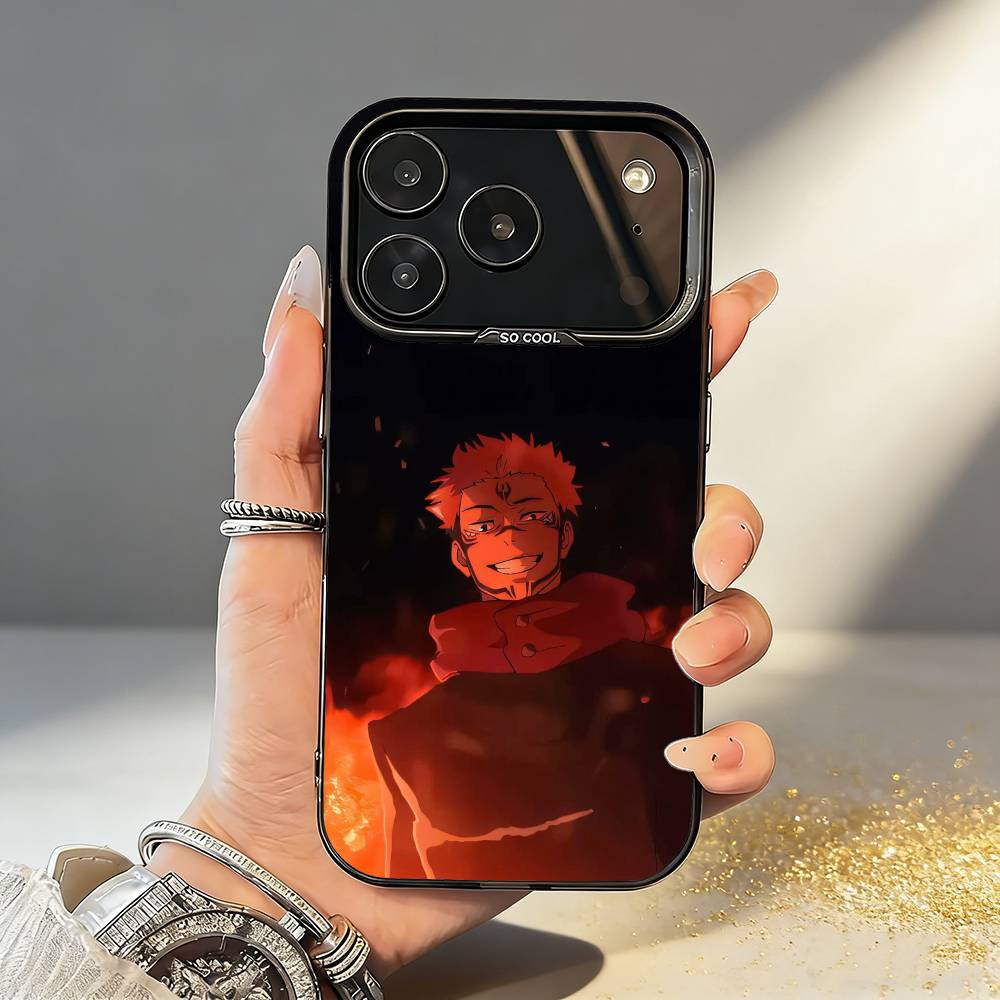 J-Jujutsu K-Kaisen Gojo Sukuna Phone Case For iPhone17,16,15,14,13,12,11,Pro,MAX Gray Matte Silicone Black Cover