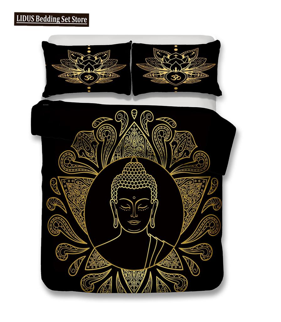 Buddha Duvet Cover Set Religion Mandala Style 3D Print Comforter Cover King Queen Size For Kids Teen Adult Polyester Bedding Set