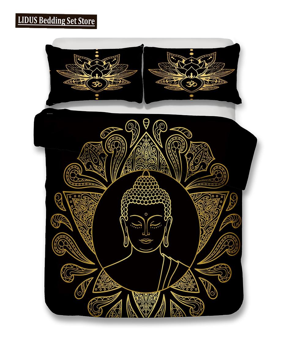 

Buddha Duvet Cover Set 3D Mandala Print King Queen Size Polyester Bedding For Kids Teen Adult EU single(135x200cm)