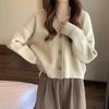 New small fresh knitted cardigan avocado green women's design sense fashion v-neck versatile sweater jacket women