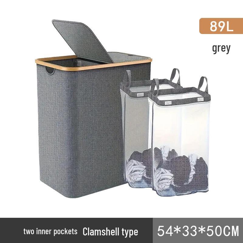 Foldable Large-Capacity Laundry Hamper with Lid and Inner Bag