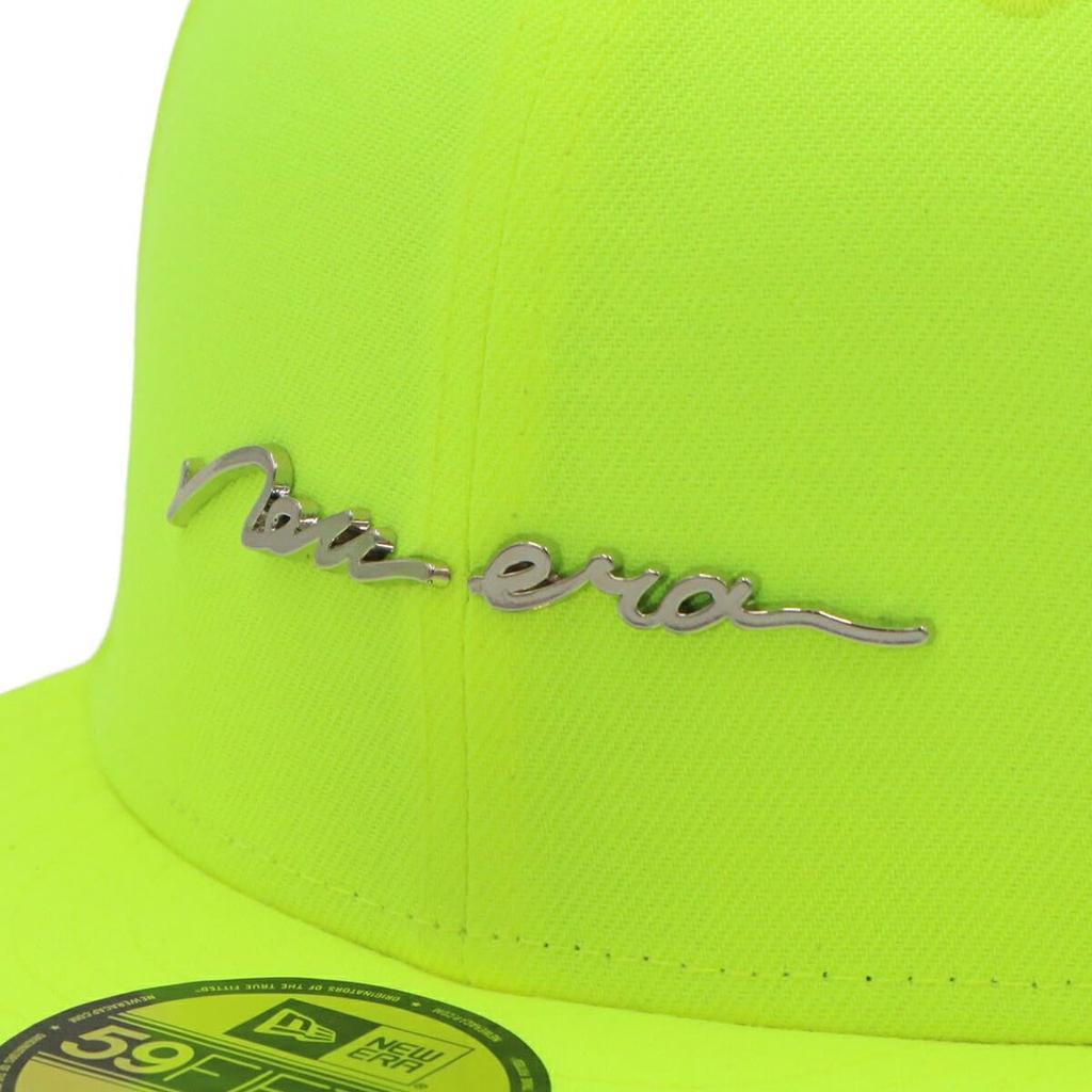 New Era 59FIFTY Cap Upright 7 Handwritten Metal ONSPOTZ and 5950 Flat Stylish Streetwear Travel Sun Gift (14699758 NER36C8548) Yellow, 3/8" Logo,