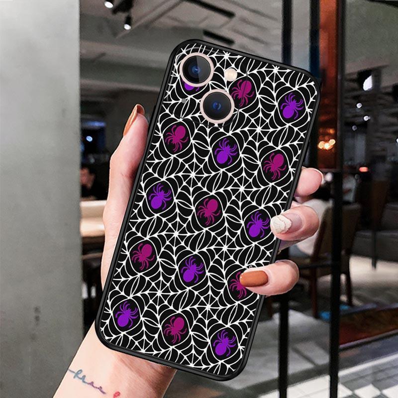 Apple Iphone15 Mobile Phone Case Luxury Color Spider Web Spider Web Mobile Phone Case Hair Painting Anti-Drop Huawei Three