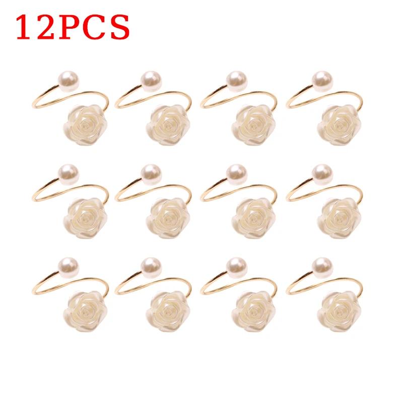 96 Stück Valentinstag Hochzeit Perlen Serviettenhalter Rose Kreativer Runder Perlen Serviettenring Musterraum Hotel Papiertuchring