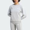 Adidas Essential Micro Logo Striped Crew Neck Casual Long Sleeve Sweatshirt Women sweatshirt Gray IM0206