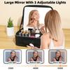 Makeup Organizer with Mirror Light 3 Adjustable Brightness Travel Cosmetic Organizer Portable Storage with Adjustable Dividers