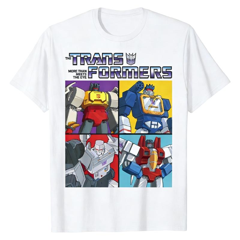 G1 Transformers Character Print T Shirt Grimlock Soundwave Megatron Starscream Crew Neck Cotton Oversized Casual Tops S