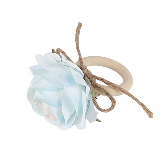 Artificial Rose Napkin Ring Farmhouse Rustic Jute Rope Fake Flower Dinner Napkin Holder Birthday Wedding Party Table Decoration