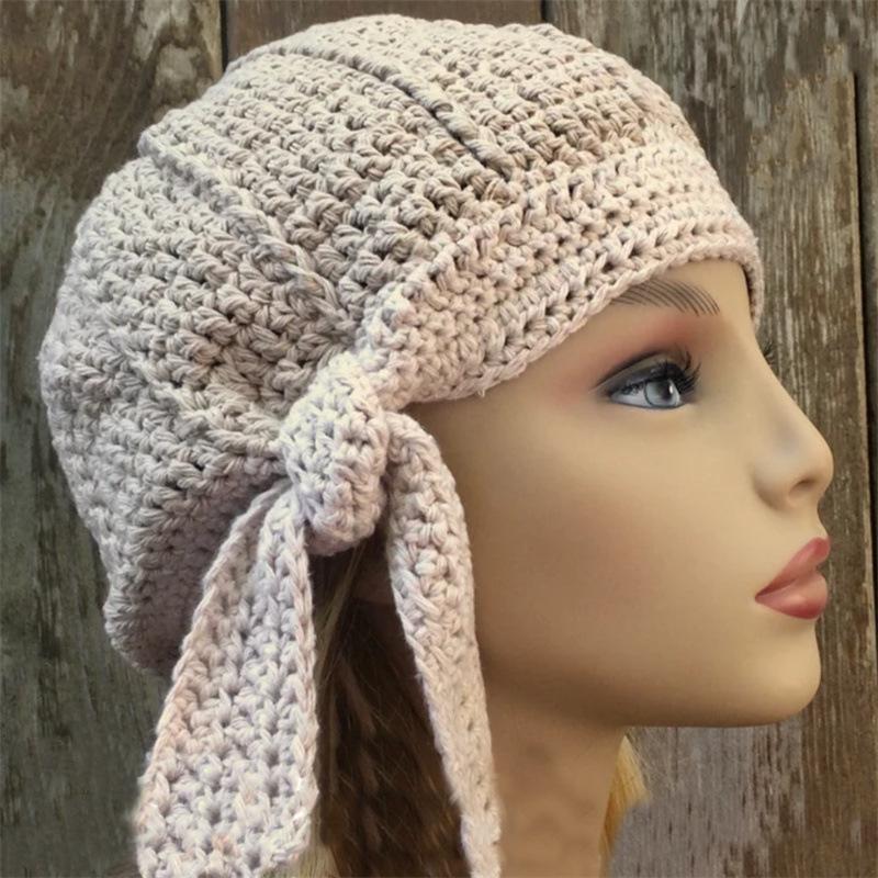 New Pure Hand Knitted Wool Hat Sun and Moon Pattern Dopamine Color Matching Hat