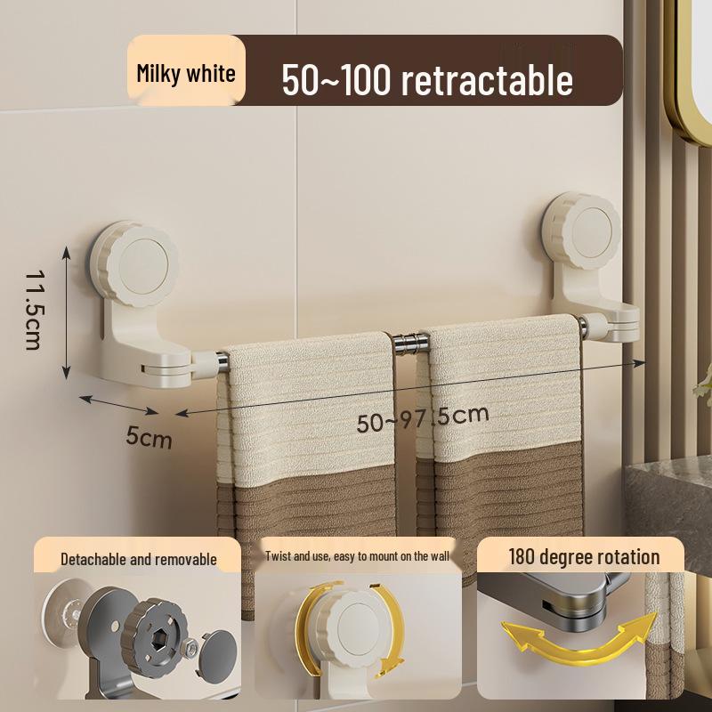 Punch-Free Rotating Towel Rack & Slippers Storage Bar