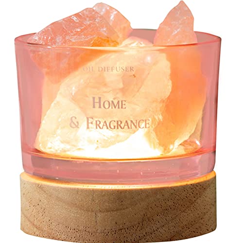 YUYAKESHI Aroma Lamp, Aroma Light, Natural Quartz Crystal, Air Purifying, Bedside Lamp, Lamp Base, Aromatherapy Lighting, Crystal Stone (Pink Lamp Bas
