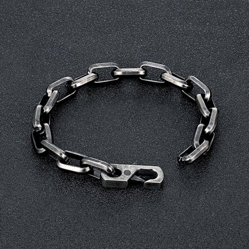 Never Fade Stainless Steel Rectangle Chain Bracelet Men Women Vintage Locomotive Motorcycle Bracelets Black Gold Color Jewelry
