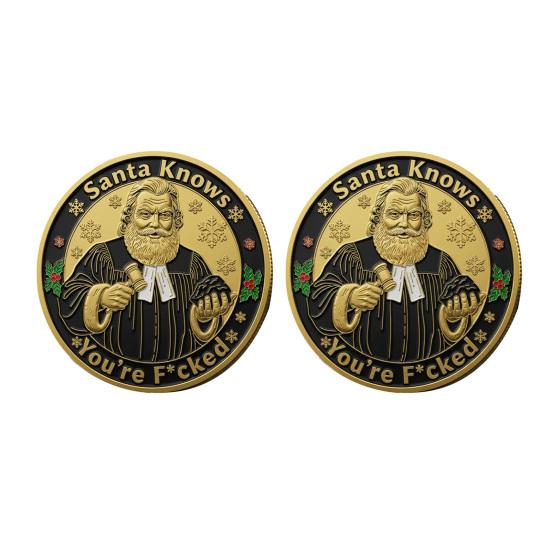 1/2/3/4/5Pcs Souvenir Coins Metal Christmas Gift Coins Christmas Decorative Keepsakes Coins Festive Atmosphere Enhancer