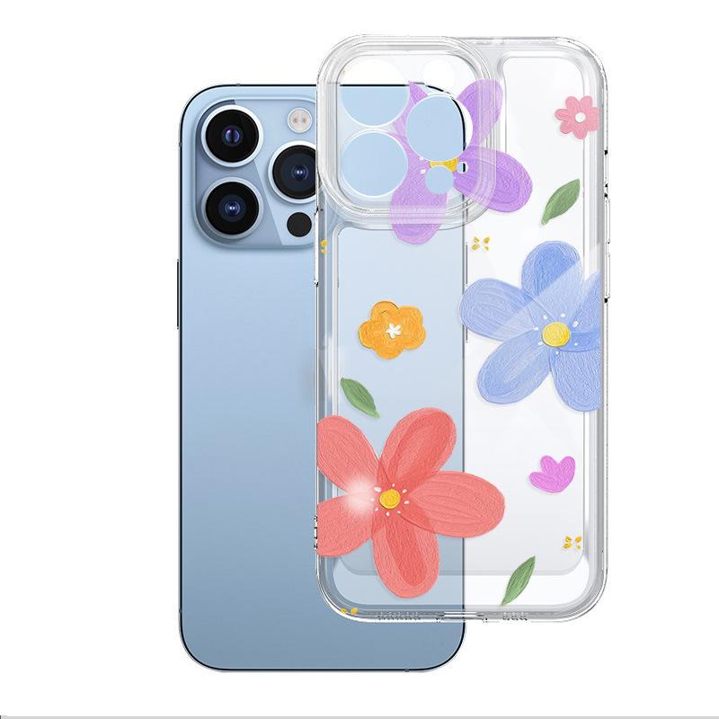 New Vitality Macaron Color Flower Mobile Phone Case iPhone12 Anti-drop Transparent All-inclusive Apple 17pm