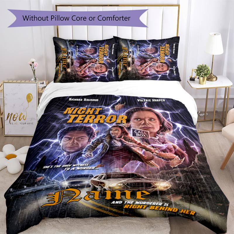 3pcs Custom Name Cartoon Michael Myers Bedding Set Duvet Cover Closure Includes 1 Duvet Cover & 2 Pillowcases for All Seasons Bedroom Decor
